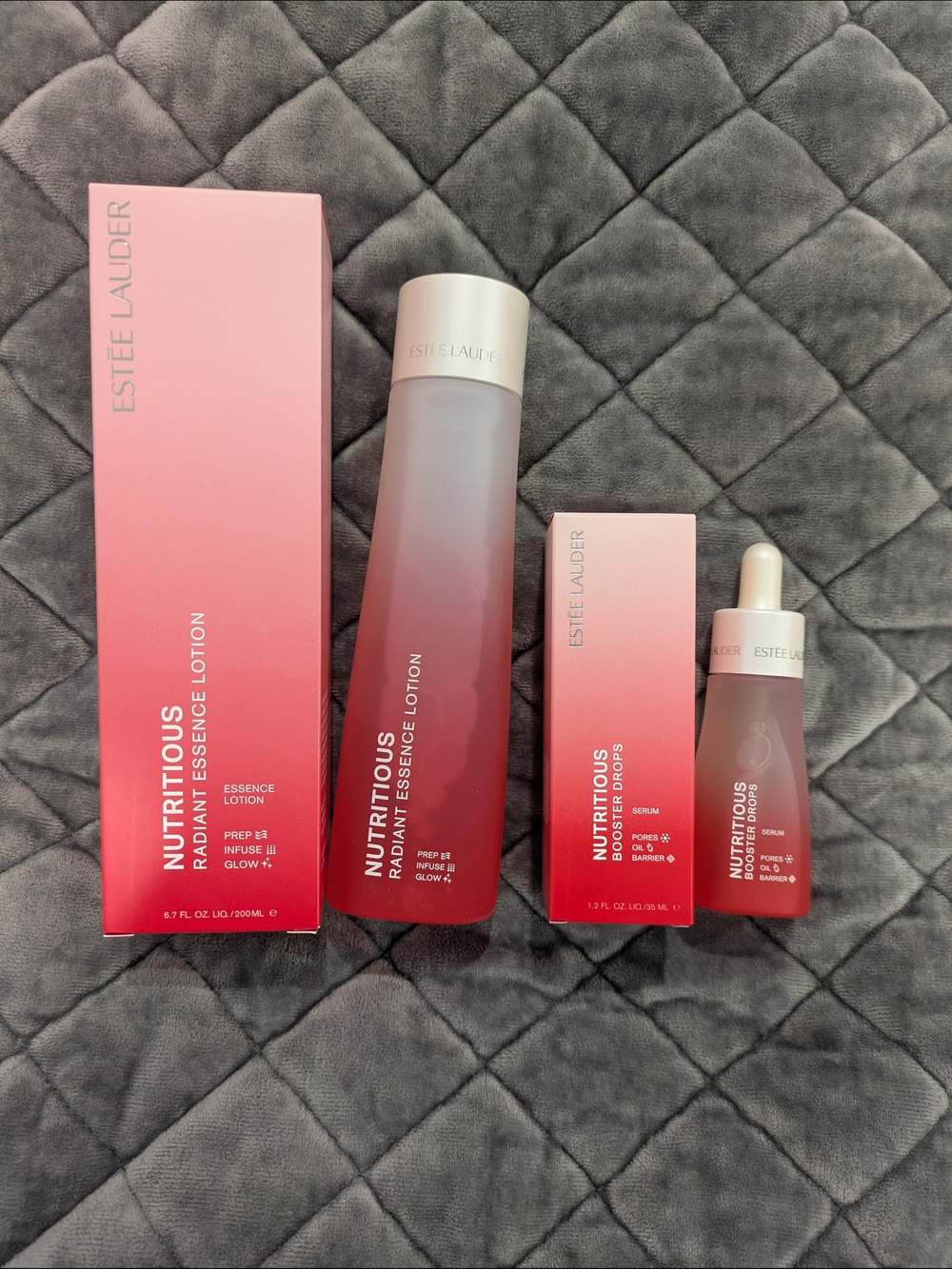 Estée Lauder Nutritious Radiant Essence Lotion + Booster Drops - Red Gradient